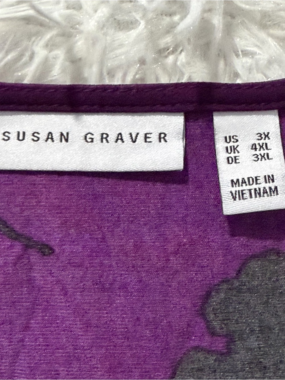 Susan Graver Womens 3X Liquid Knit Floral Top Purple Yellow Bell Sleeve Office - Picture 3 of 7